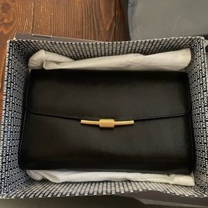 Vintage Blue Lizard Rodo Clutch w/ Gold Chain Strap *never taken out of box*